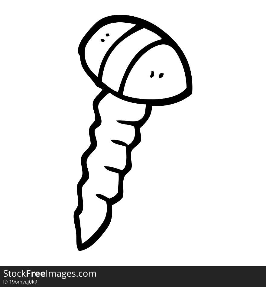 line drawing cartoon of a screw