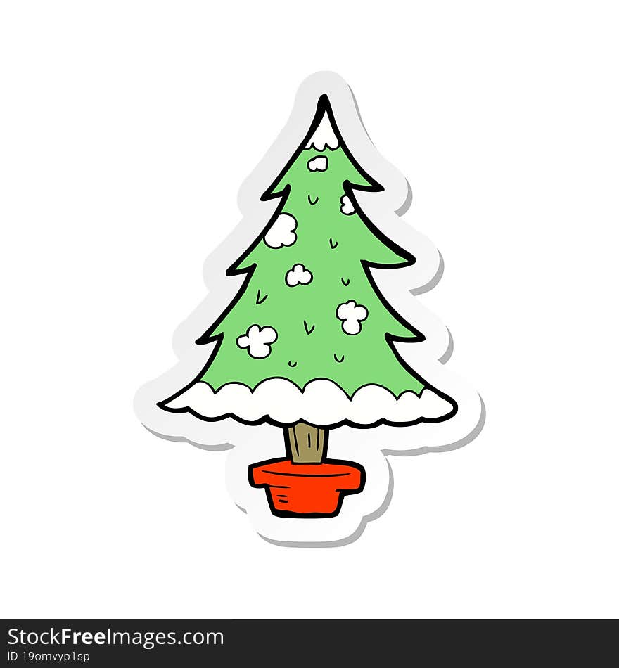 sticker of a cartoon christmas tree