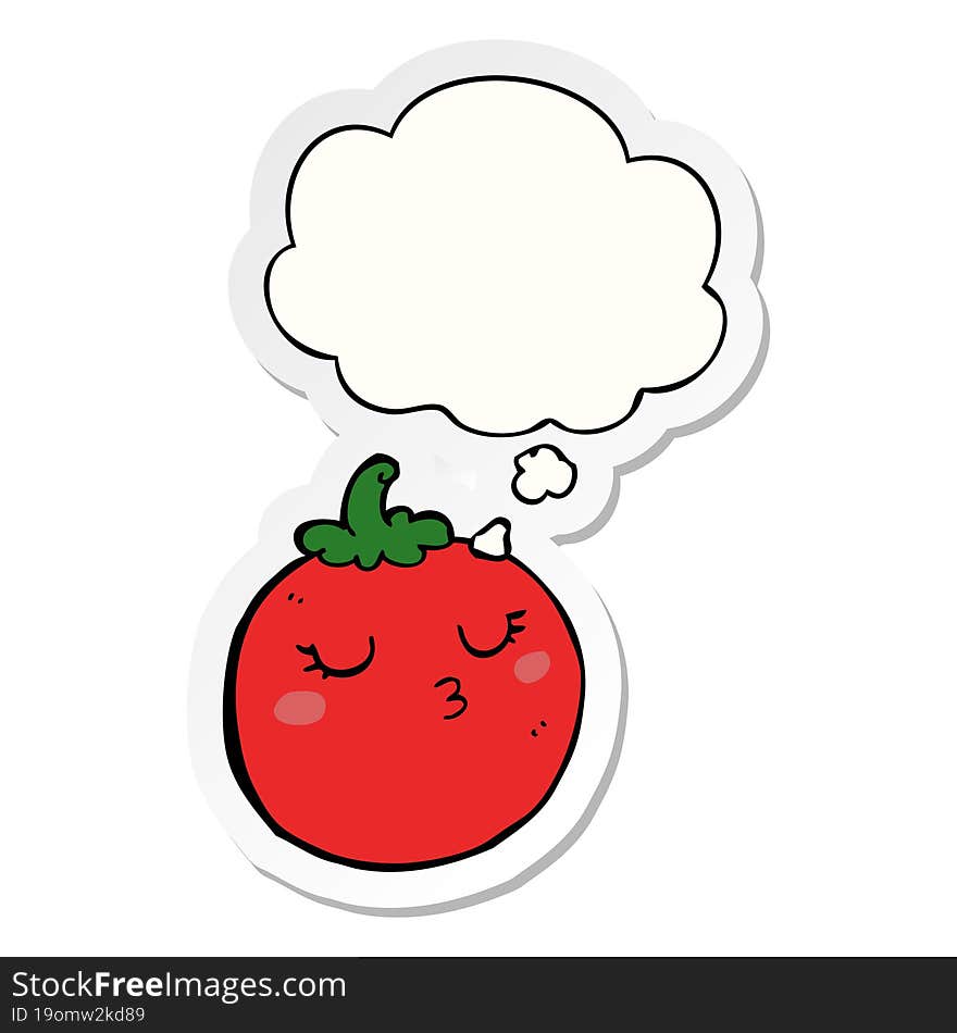 Cartoon Tomato And Thought Bubble As A Printed Sticker