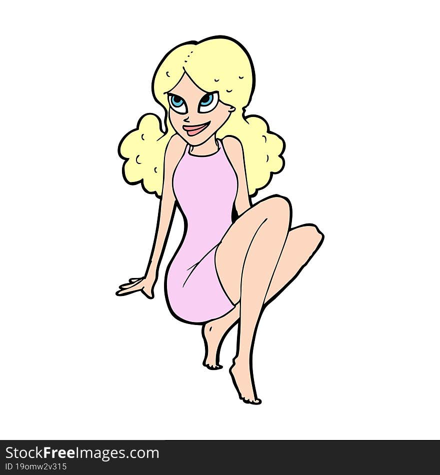 Cartoon Attractive Woman Posing