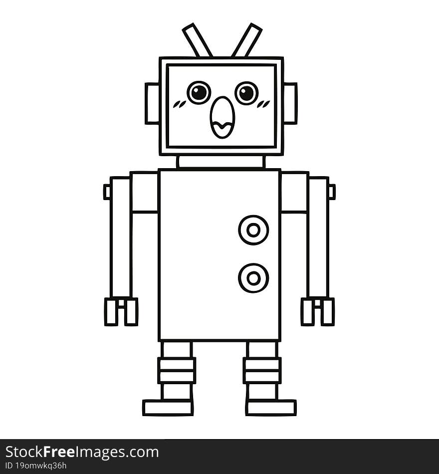 line drawing cartoon of a robot. line drawing cartoon of a robot