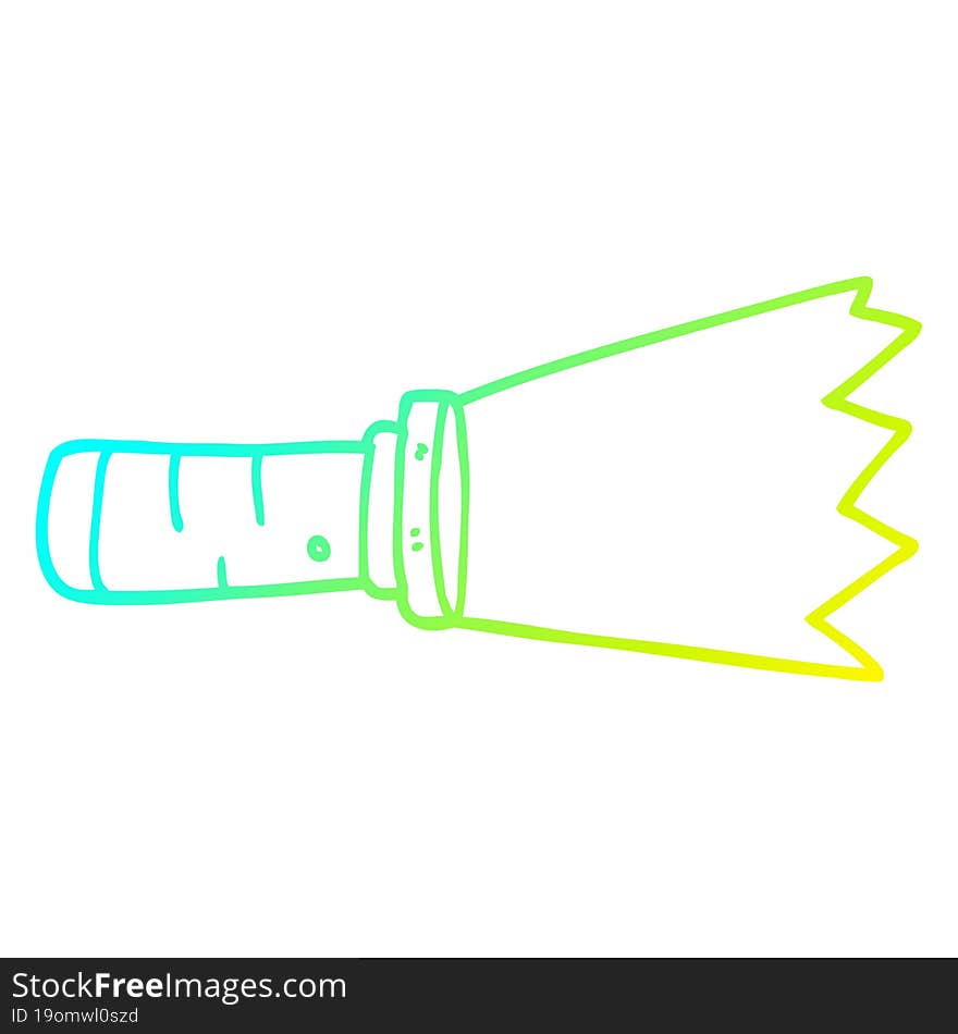 cold gradient line drawing of a cartoon lit torch