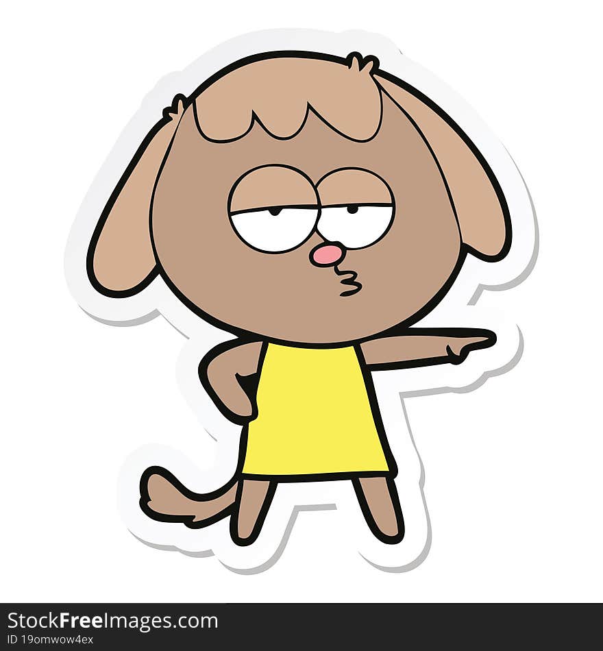 sticker of a cartoon bored dog