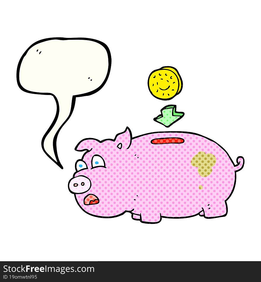 comic book speech bubble cartoon piggy bank