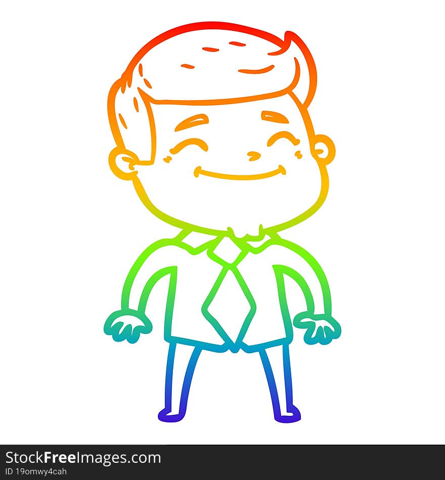 rainbow gradient line drawing happy cartoon businessman