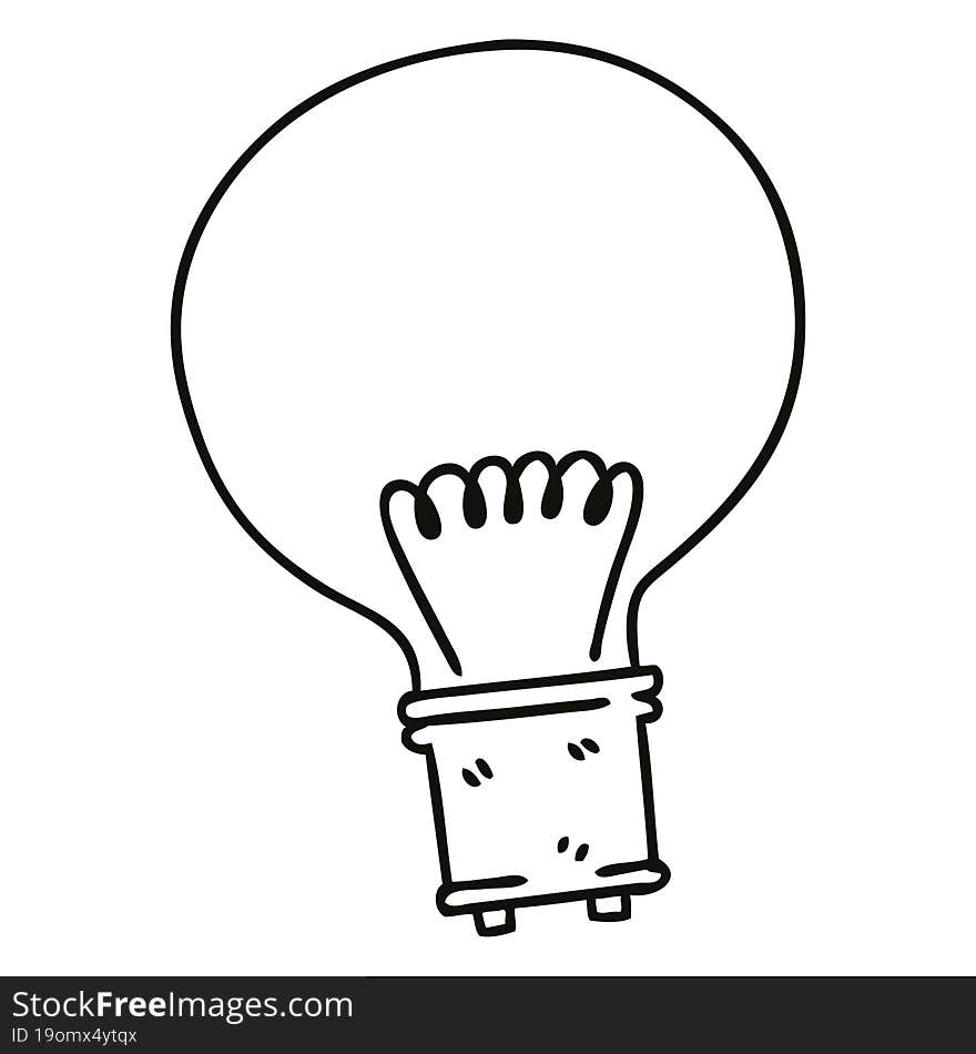 line drawing quirky cartoon light bulb. line drawing quirky cartoon light bulb