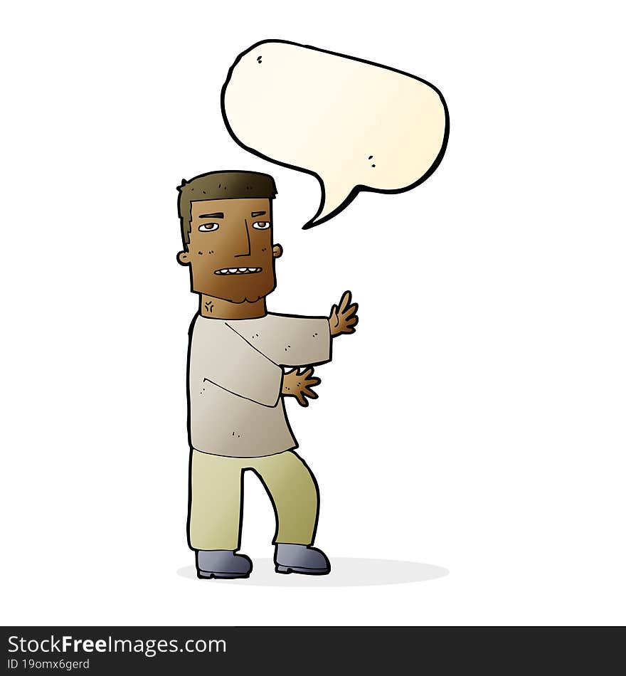 Cartoon Man Gesturing With Speech Bubble