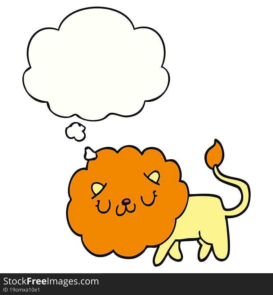 Cartoon Lion And Thought Bubble