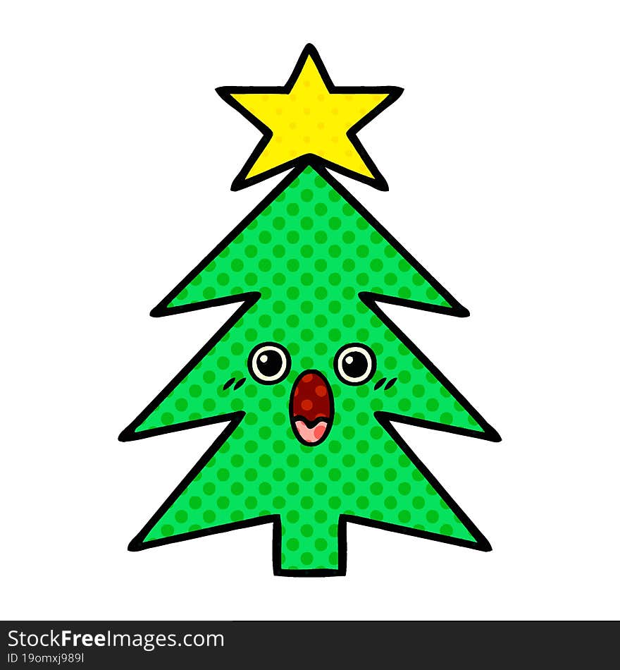 comic book style cartoon christmas tree