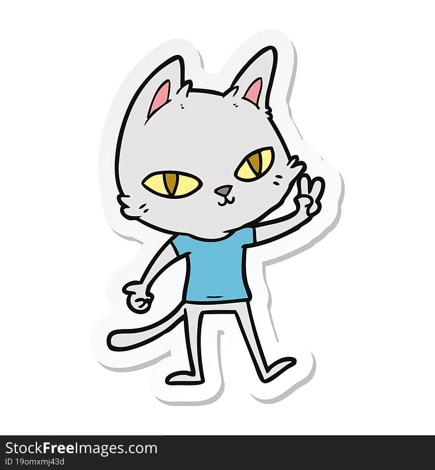 sticker of a cartoon cat waving