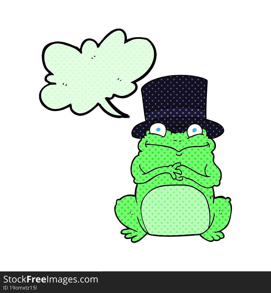 comic book speech bubble cartoon frog in top hat