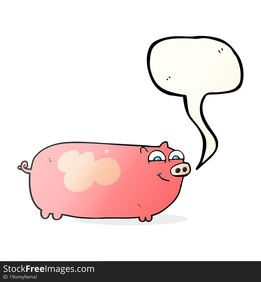 freehand drawn speech bubble cartoon pig