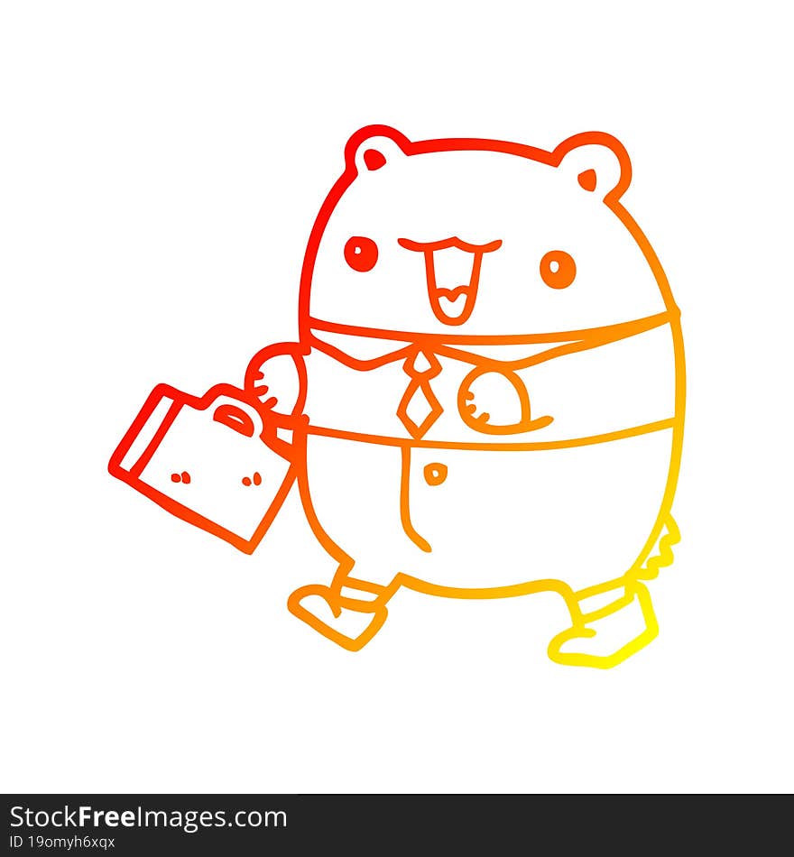 warm gradient line drawing cute cartoon business bear