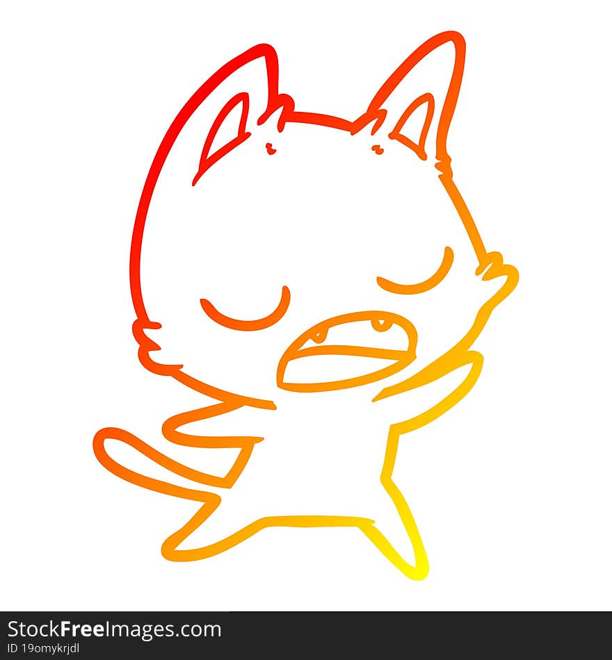 Warm Gradient Line Drawing Talking Cat Cartoon