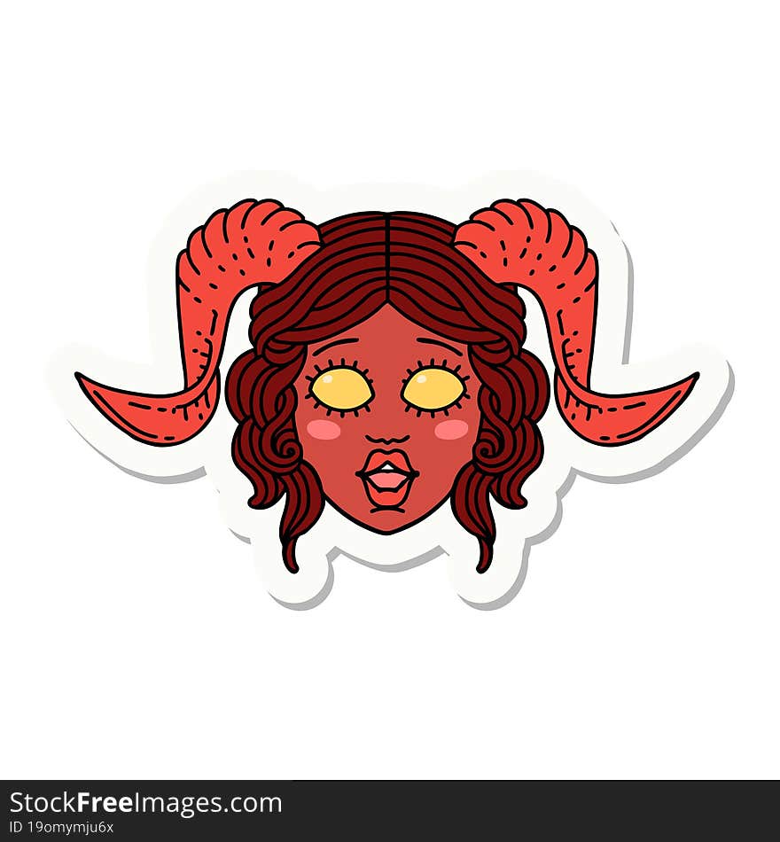 tiefling character face sticker