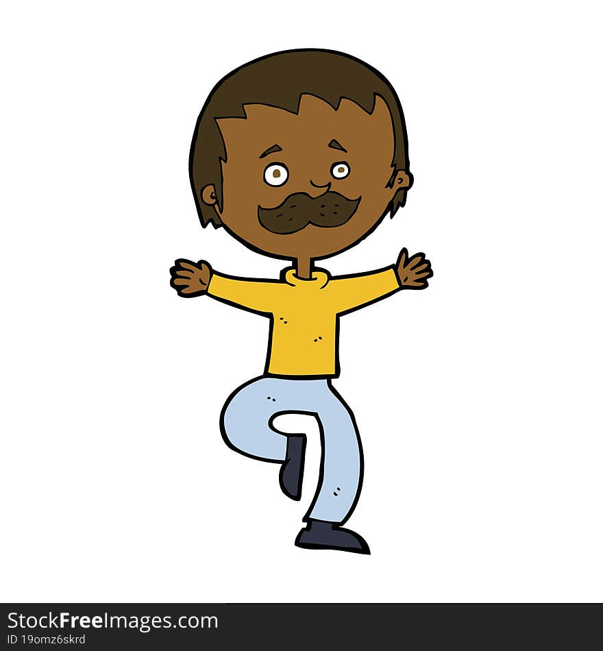 cartoon dancing man with mustache