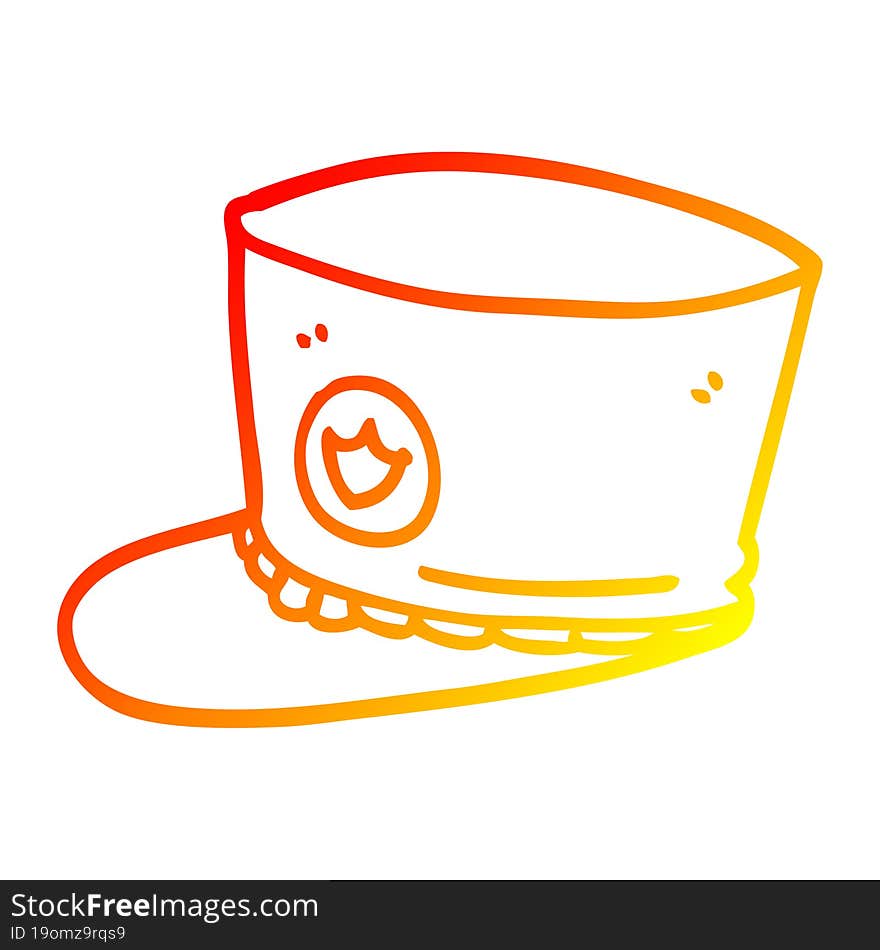 warm gradient line drawing of a cartoon band hat