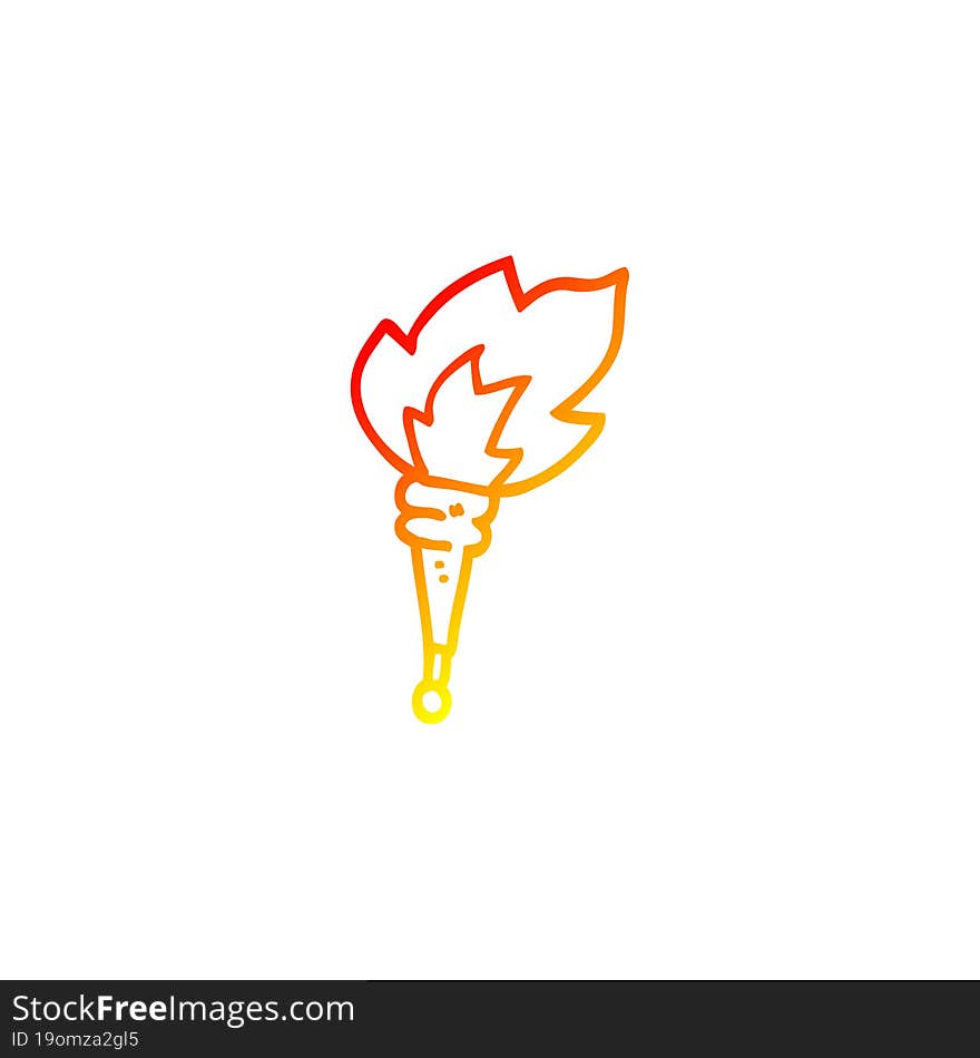 warm gradient line drawing cartoon flaming torch