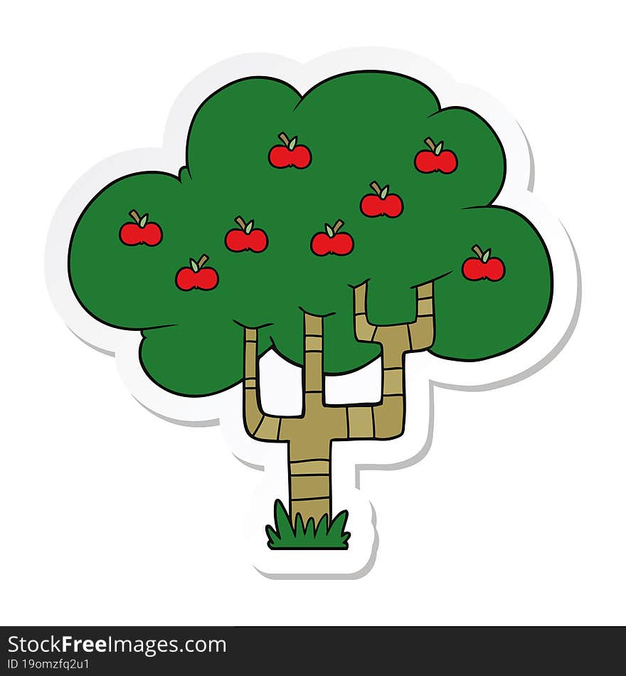 sticker of a cartoon apple tree