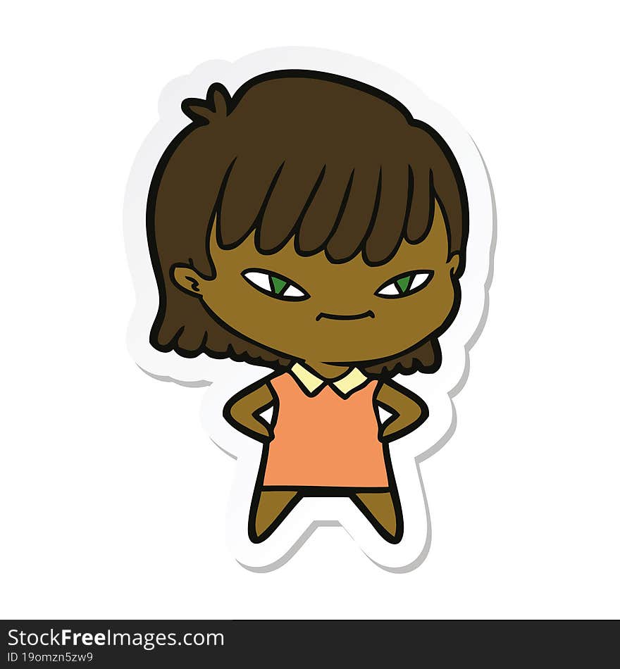 sticker of a cartoon woman