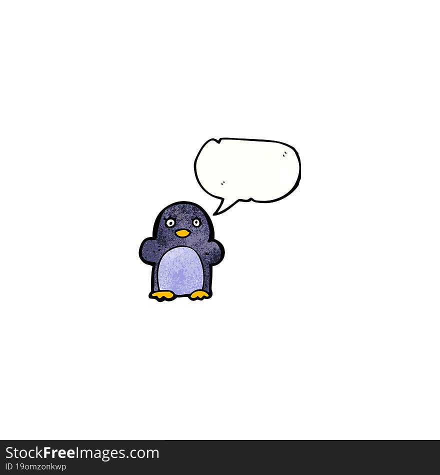 penguin with speech bubble cartoon