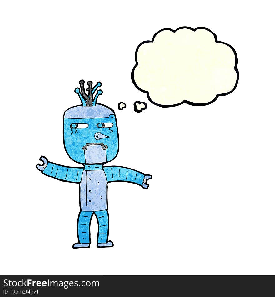 cartoon robot with thought bubble