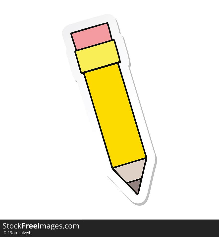 sticker of a quirky hand drawn cartoon pencil