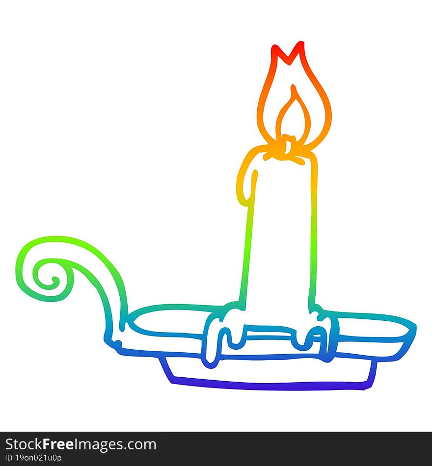 rainbow gradient line drawing cartoon burning candle