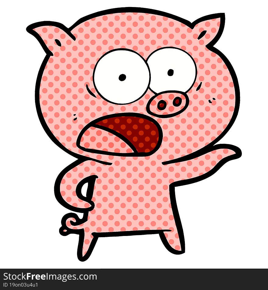 cartoon pig shouting. cartoon pig shouting