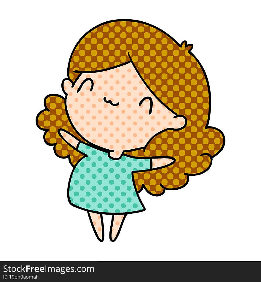 cartoon illustration of a cute kawaii girl. cartoon illustration of a cute kawaii girl