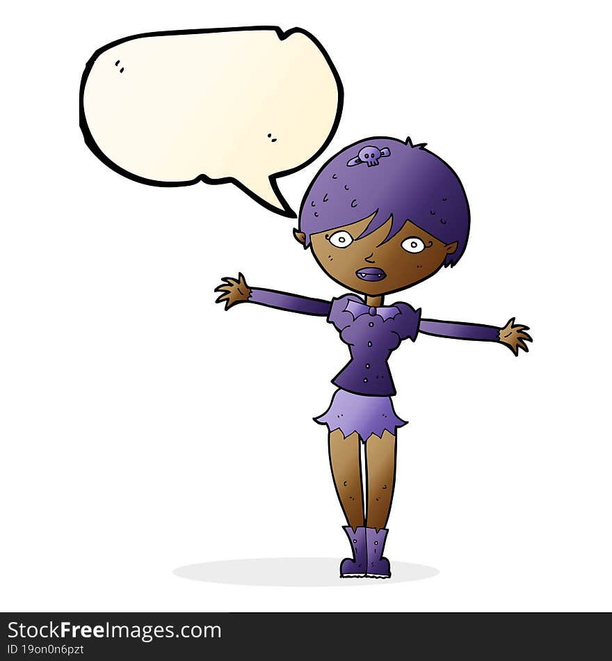 Cartoon Vampire Girl With Speech Bubble