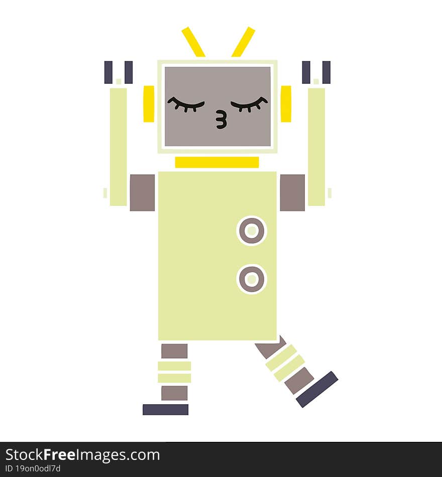 flat color retro cartoon of a robot