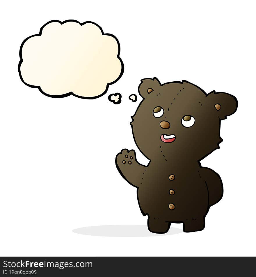 cartoon cute black bear cub with thought bubble