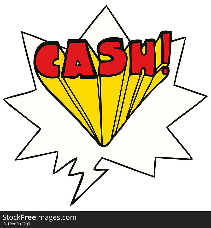 cartoon word cash and speech bubble