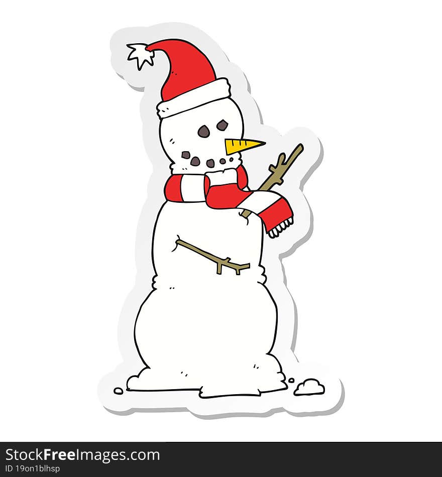 sticker of a cartoon snowman