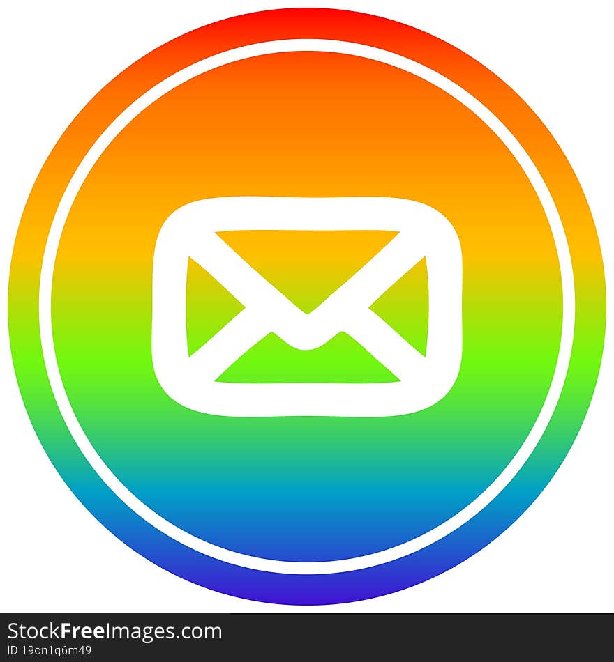 envelope letter circular icon with rainbow gradient finish. envelope letter circular icon with rainbow gradient finish