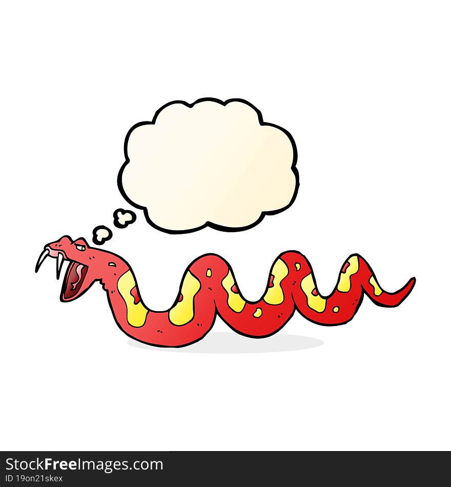 cartoon poisonous snake with thought bubble