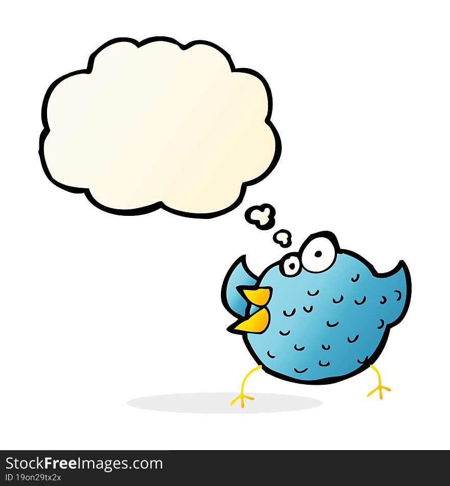 Cartoon Happy Bird With Thought Bubble