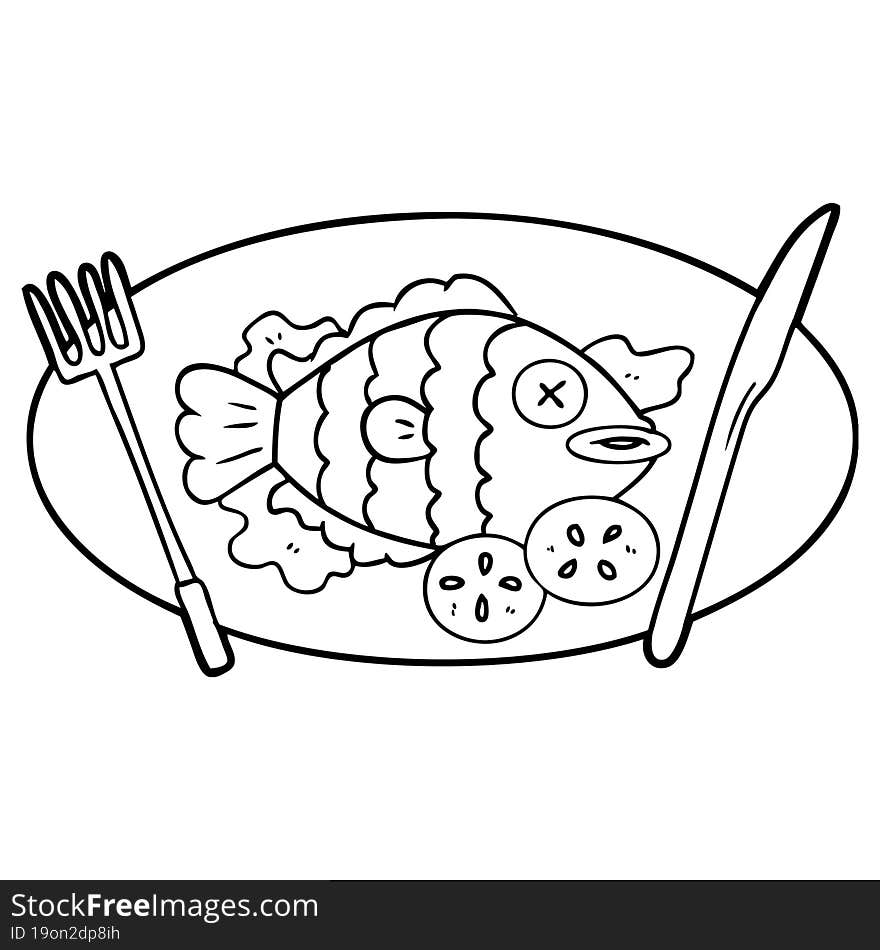 cooked fish cartoon. cooked fish cartoon