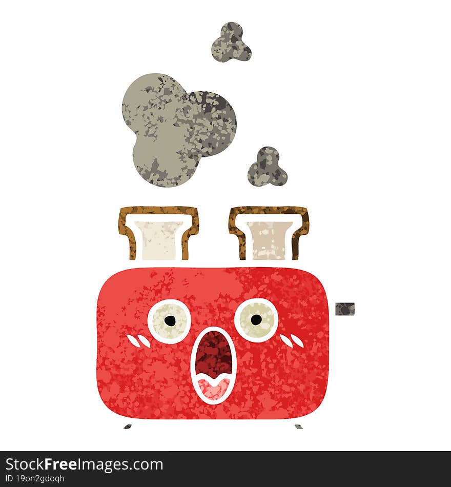 retro illustration style cartoon of a toaster