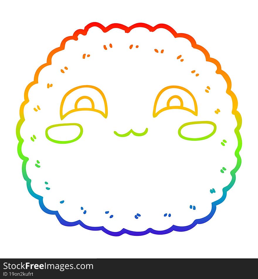 rainbow gradient line drawing cartoon biscuit