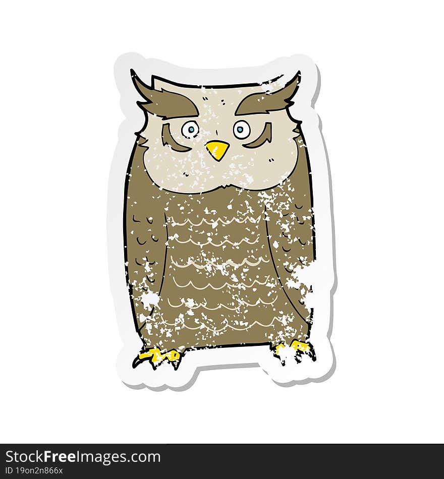 retro distressed sticker of a cartoon owl