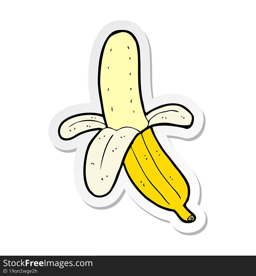 Sticker Of A Cartoon Peeled Banana