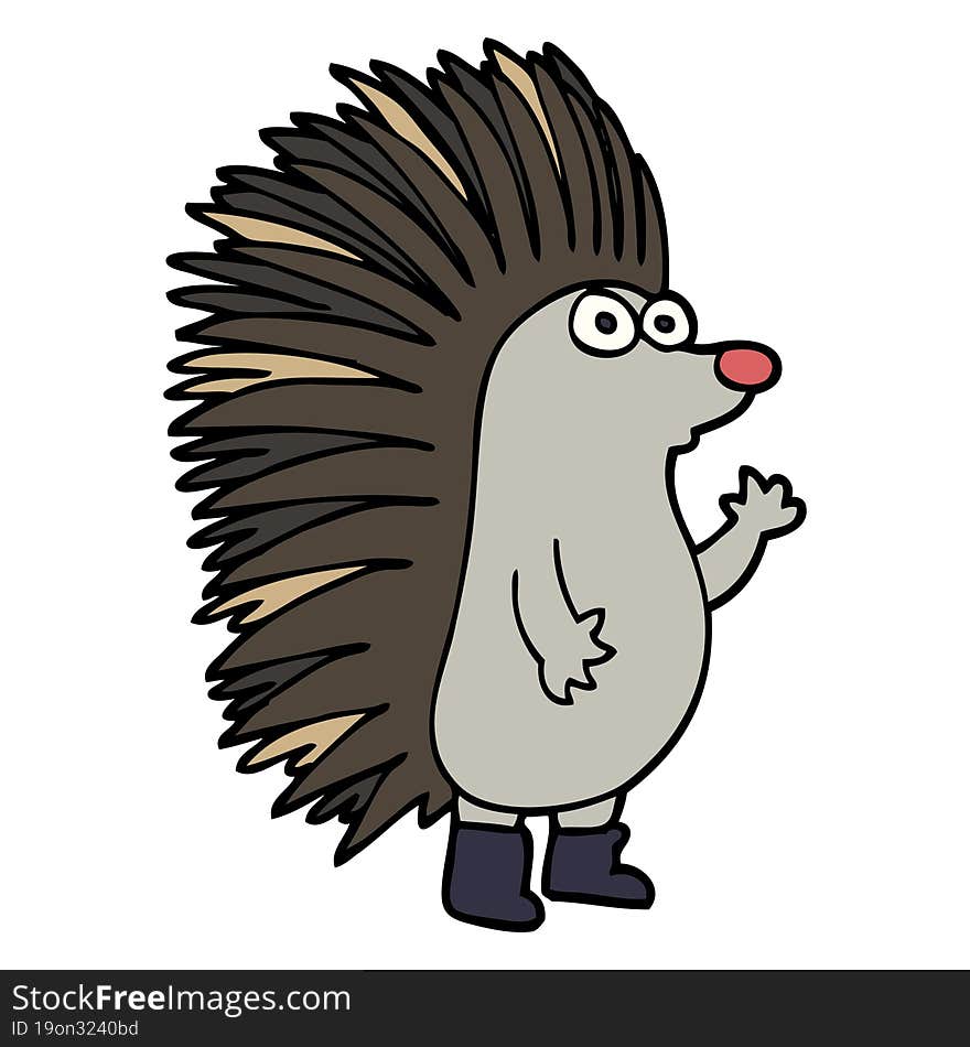 cartoon doodle spiky hedgehog