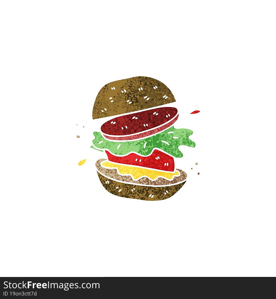 quirky retro illustration style cartoon veggie burger