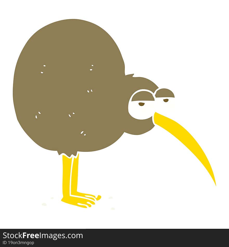 flat color illustration of a cartoon kiwi