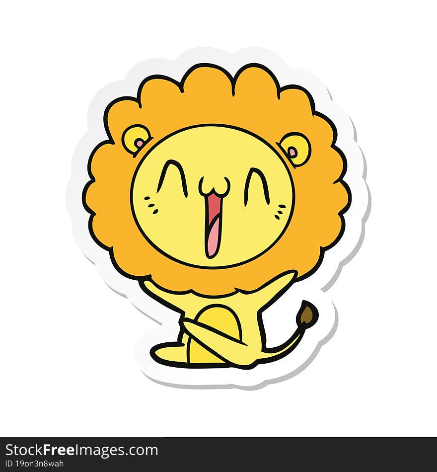 sticker of a happy cartoon lion