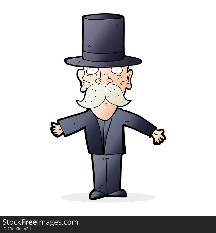 cartoon man wearing top hat