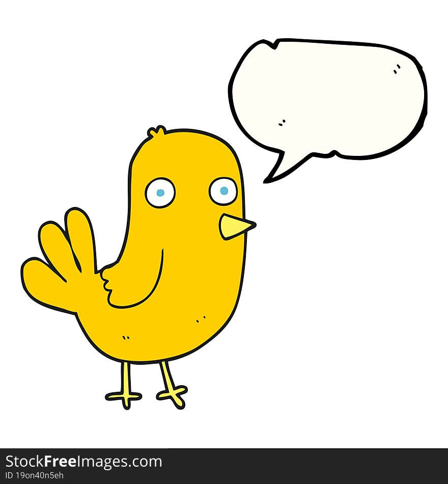 freehand drawn speech bubble cartoon bird