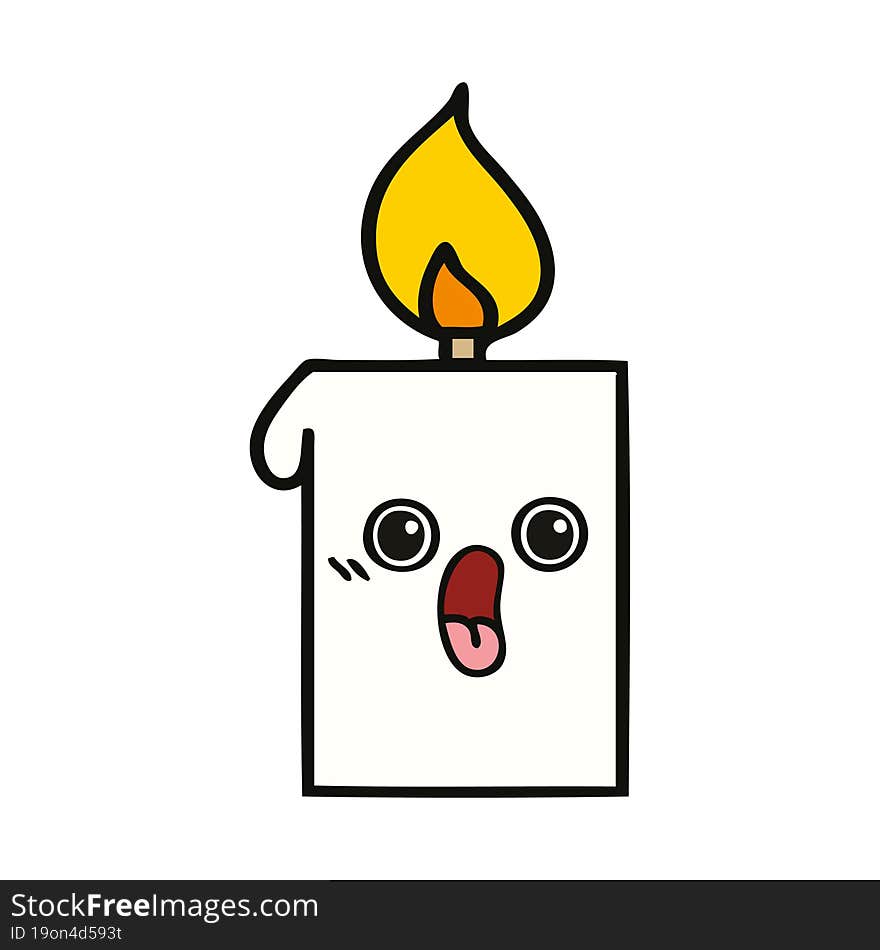 cute cartoon of a lit candle. cute cartoon of a lit candle